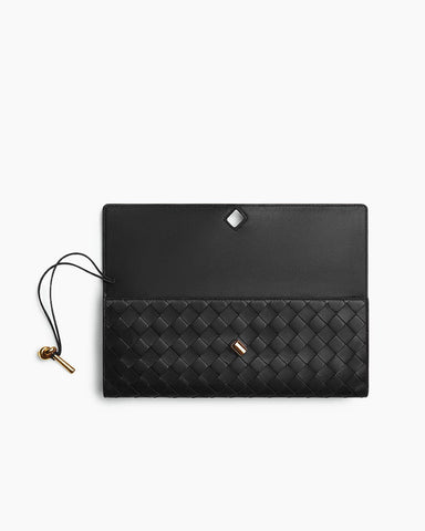 Vespera Leather Top Handle Clutch with Knot Closure