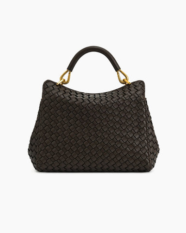 Refined Woven Leather Top-Handle Satchel