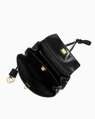 Vespera Leather Top Handle Bag with Turn Lock Closure