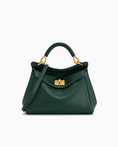 Elegant Turn-Lock Trapeze Satchel