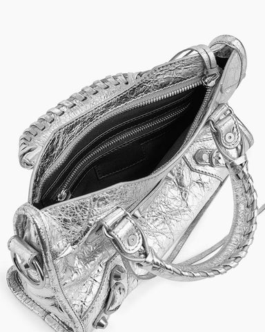 Vespera Metallized Lambskin Silver Tote Bag