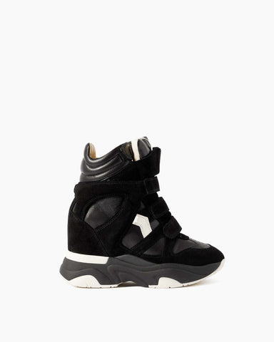 Genuine Leather and Suede High-top Wedge Sneakers