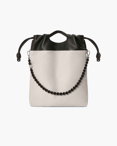 (Pre-sale) Genuine Leather Tote Knot Drawstring Chain