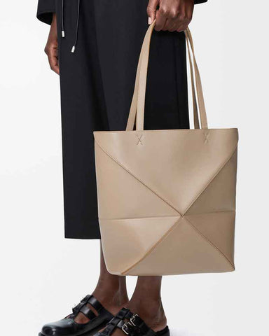 Genuine Leather Puzzle Fold Tote
