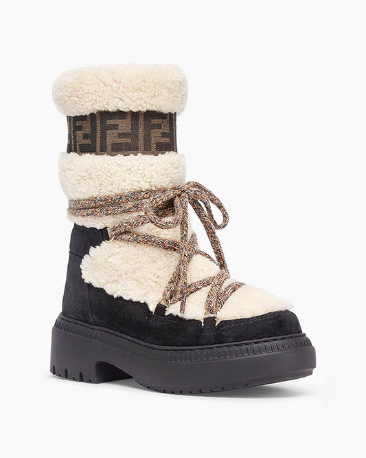 Women's Suede Shearling Ski Boots