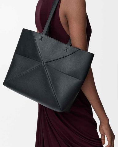 Horizontal Puzzle Fold Leather Tote