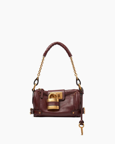 Small Grained Leather Bag Oversized Padlock