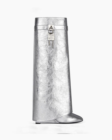 Women’s Midnight Padlock Wedge Boots