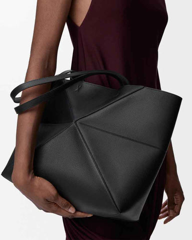 Horizontal Puzzle Fold Leather Tote