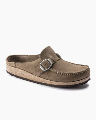 Women's Casual Suede Mules with Adjustable Buckle Strap