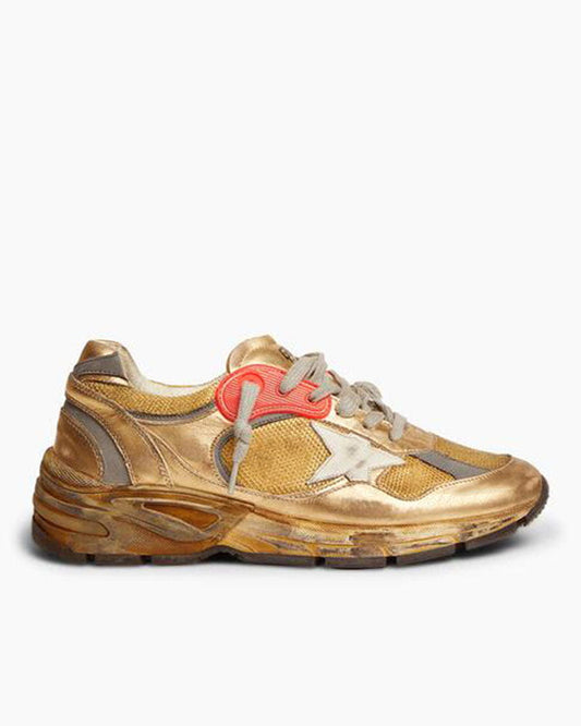 Vintage Look Chunky Mesh & Leather Sneakers