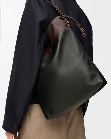 (Pre-sale) Genuine Leather Tote Knot Drawstring Chain