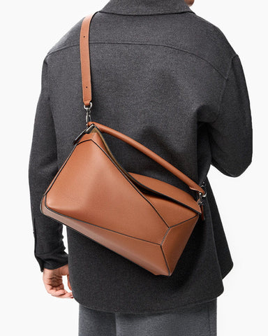 Large Form-Panel Leather Handbag