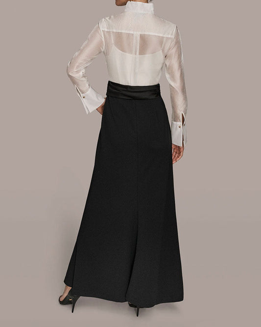 (Pre-sale) Long Sleeve Layered Wrap-effect Gown Dress