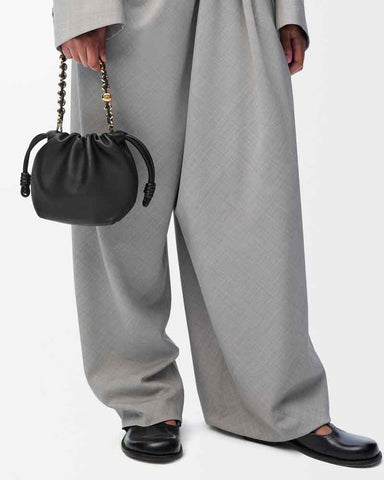 Medium Ruched Genuine Leather Bag Donut Chain