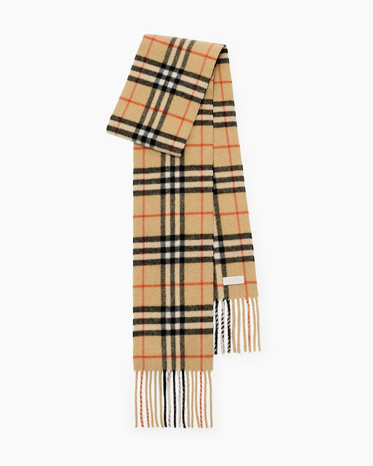 Slim Check Cashmere Shawl Fringes