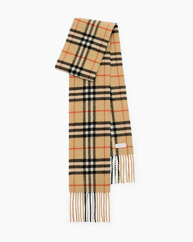 Slim Check Cashmere Shawl Fringes