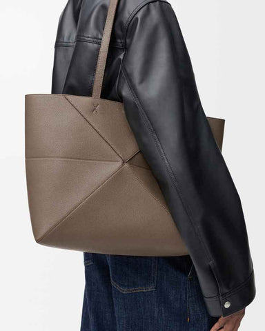 Horizontal Puzzle Fold Leather Tote