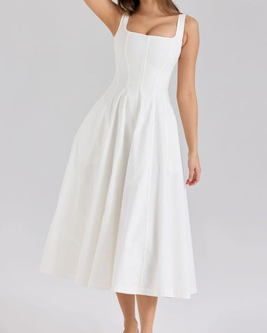 Sweet Floral Lace-back Midi Sundress