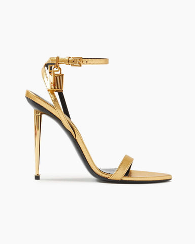 Key&lock Metallic Leather Sandals