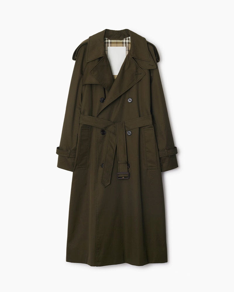 (Pre-sale)Office Classic Double-Breasted Trench with Check Lining