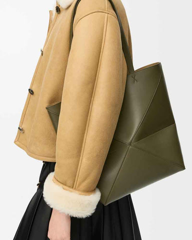 Genuine Leather Puzzle Fold Tote