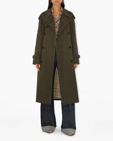 (Pre-sale)Office Classic Double-Breasted Trench with Check Lining