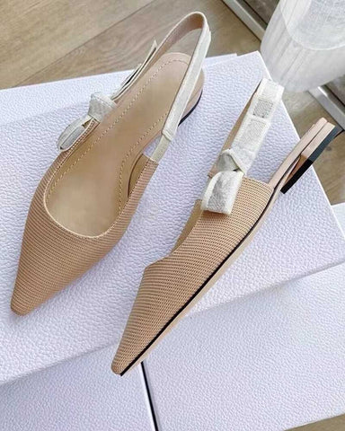 Modern Black Fabric Evening Pumps with Knot Strap Detail