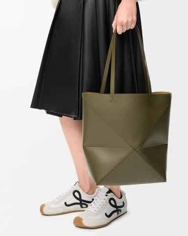 Genuine Leather Puzzle Fold Tote