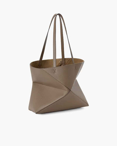 Horizontal Puzzle Fold Leather Tote