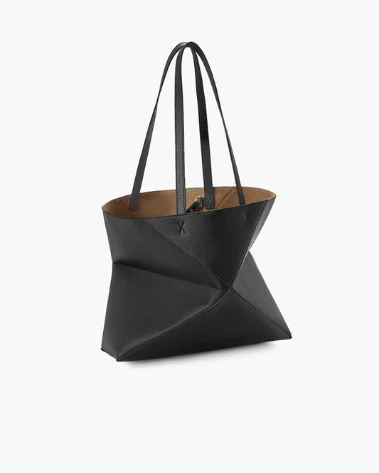 Horizontal Puzzle Fold Leather Tote