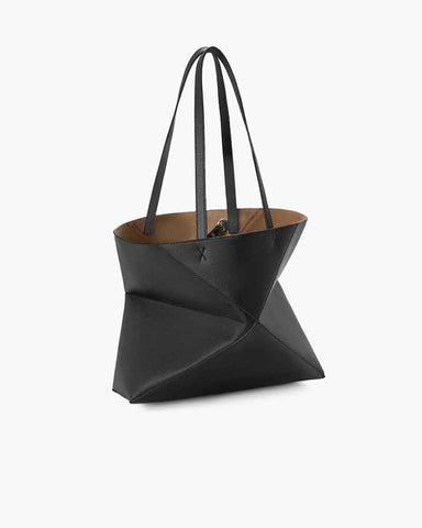 Horizontal Puzzle Fold Leather Tote