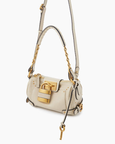Small Grained Leather Bag Oversized Padlock