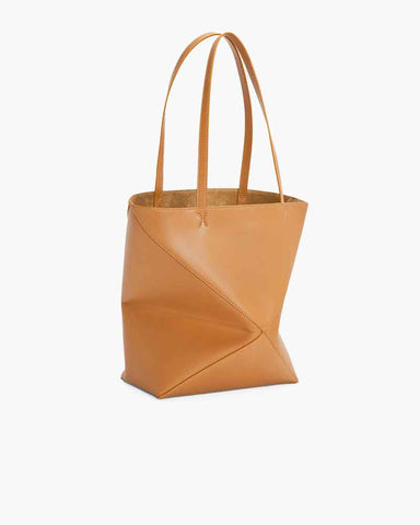 Genuine Leather Puzzle Fold Tote