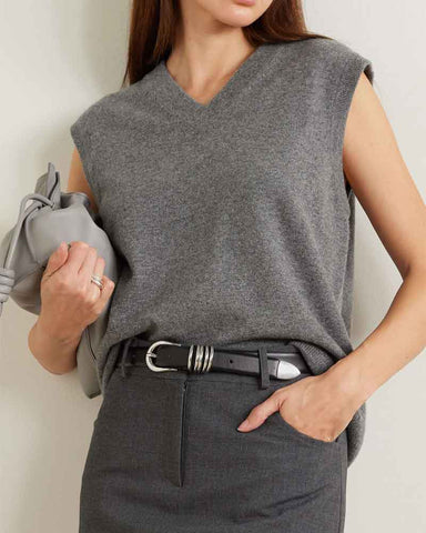 Women's Premium Smooth Leather Belt with Multi-Ring Fastening