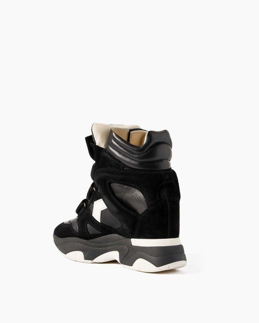 Genuine Leather and Suede High-top Wedge Sneakers