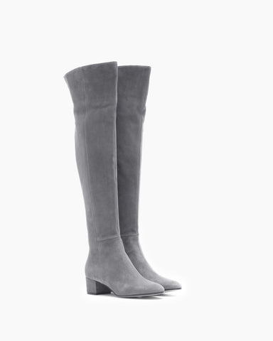 Stretch Side Zipper Over The Knee Chunky Heel Thigh High Boots