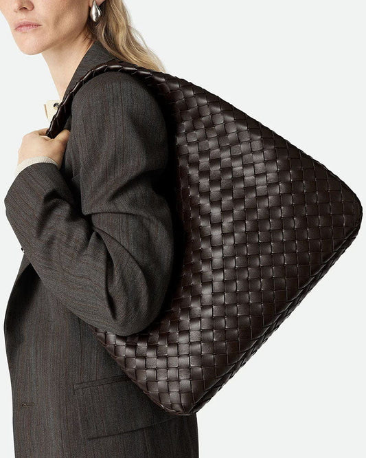 Large Intrecciato Leather Hobo Shoulder Bag