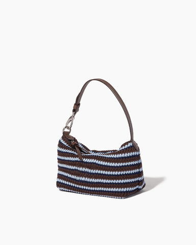 Summer Color-Stripe Crochet Top-Handle Bag
