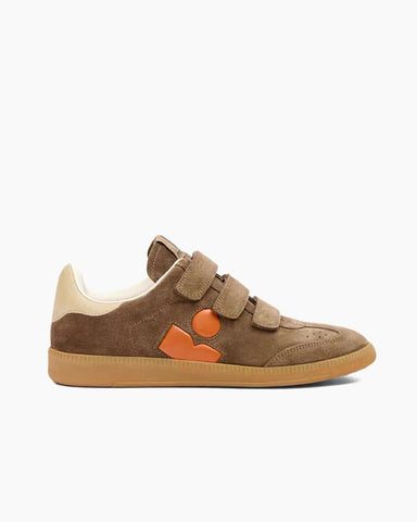Women’s Beige Suede Leather Hook-and-Loop Sneakers