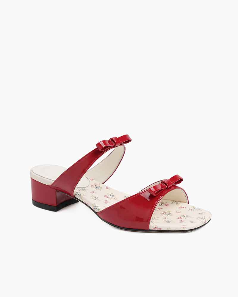 Vintage Bow Floral Insole Slide Sandals