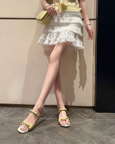Vintage Bow Floral Insole Slide Sandals