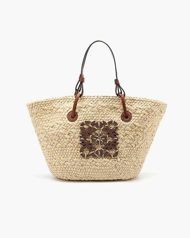 Large Handwoven Raffia Beach Tote Bag