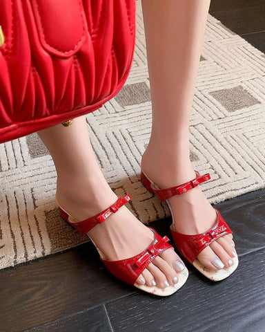 Vintage Bow Floral Insole Slide Sandals
