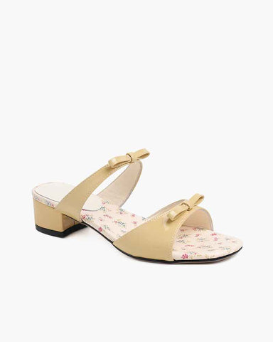 Vintage Bow Floral Insole Slide Sandals