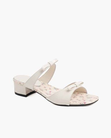 Vintage Bow Floral Insole Slide Sandals