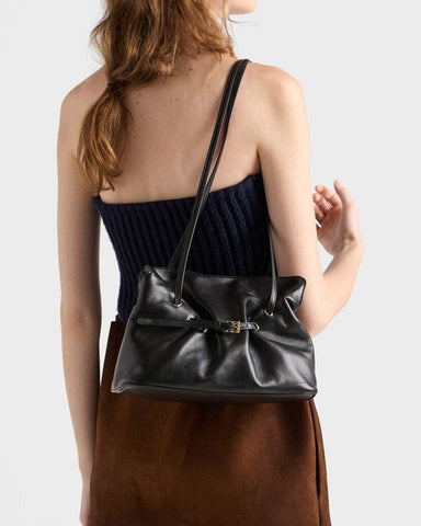 Small Soft Nappa Leather Bag with Buckle Detail