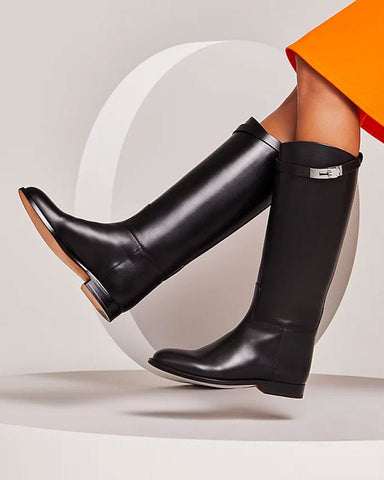 Women's Box Calfskin Knee High Boots