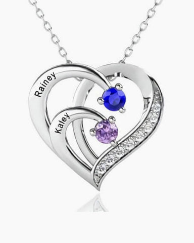 Family & Mother's Personalised Keepsake Heart Stone Necklace (2-4 Stones)