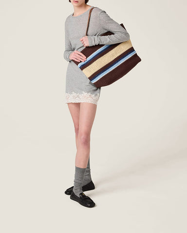 Summer Vacation Raffia Effect Woven Beach Bag